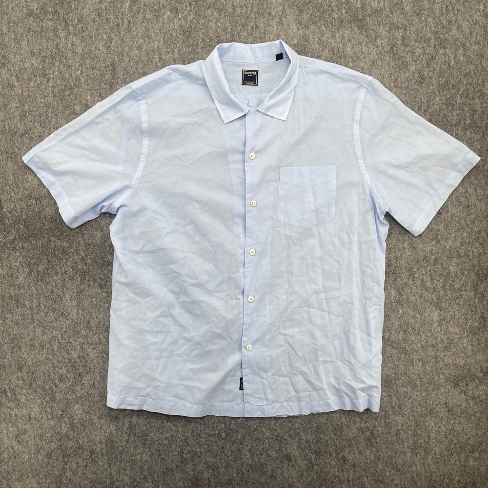 Todd Snyder Shirt Mens Extra Large Light Blue Short Sleeve Cotton Button Down